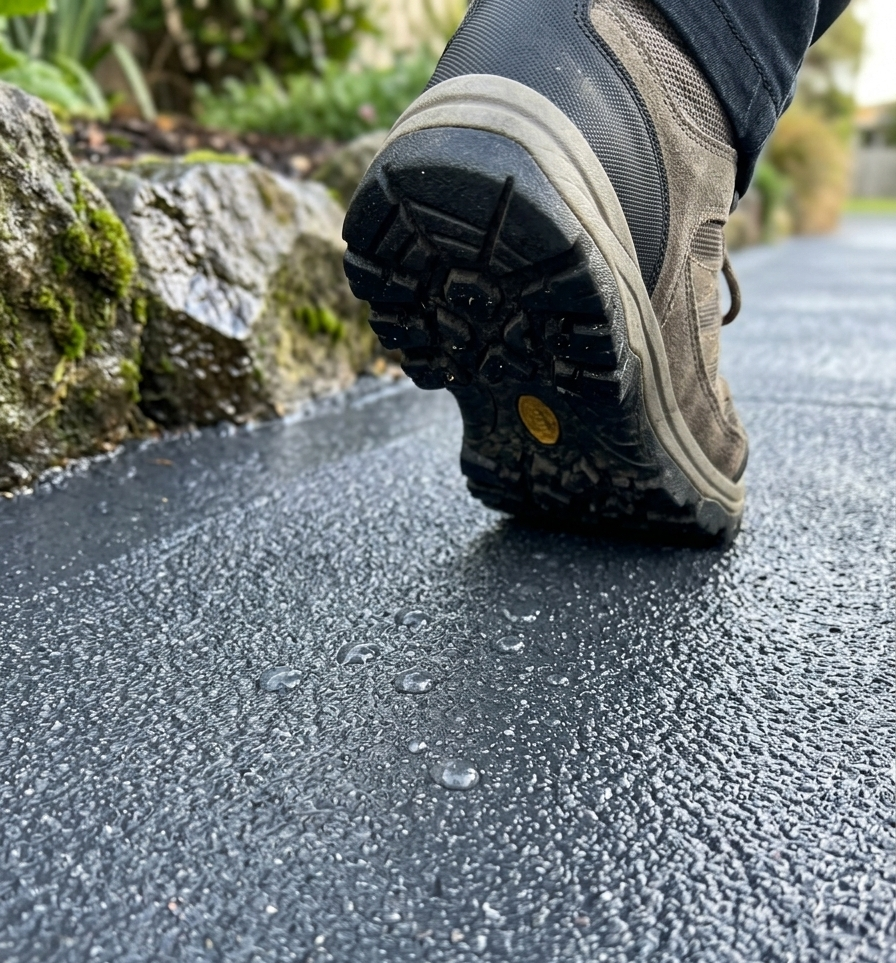 Slip resistant driveway coating
