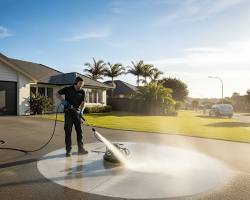 professional high pressure water blasting concrete cleaning driveway maintenance servic
