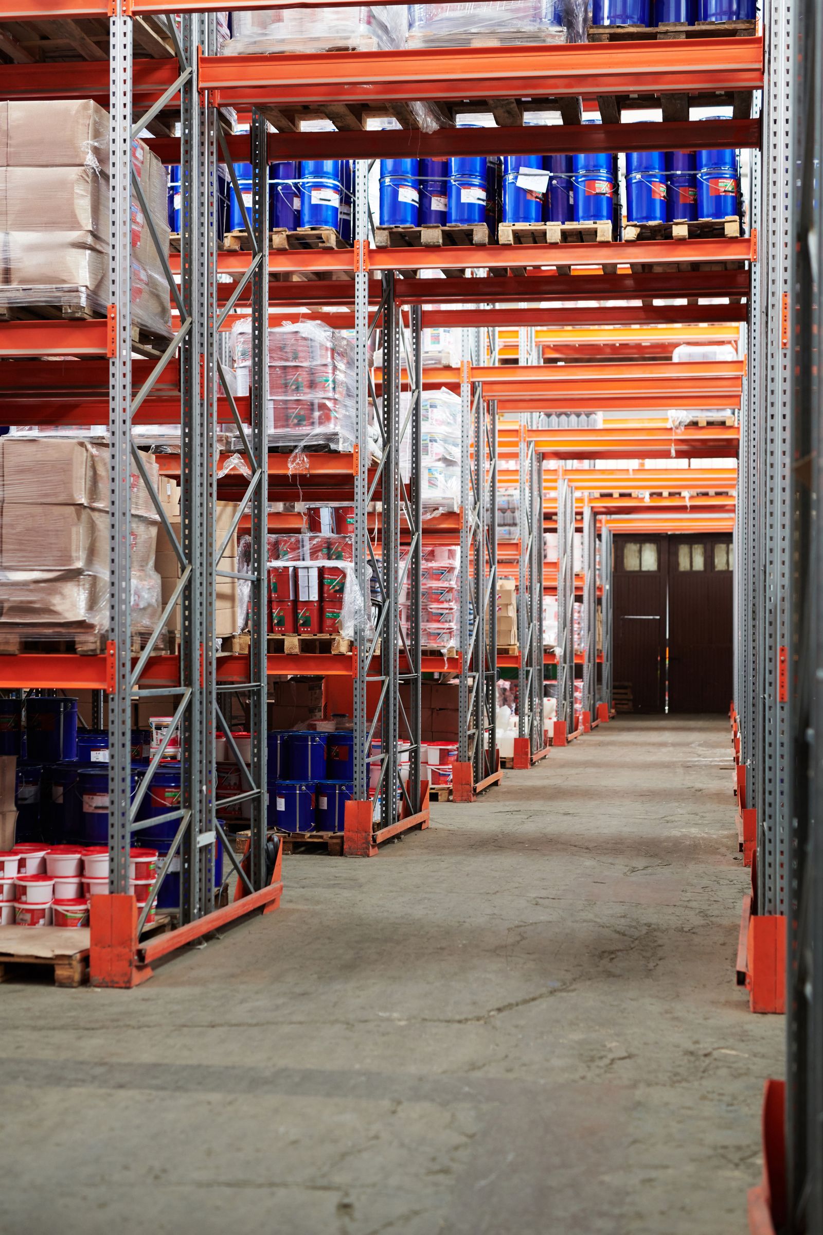 Warehouse with sealed concrete floor